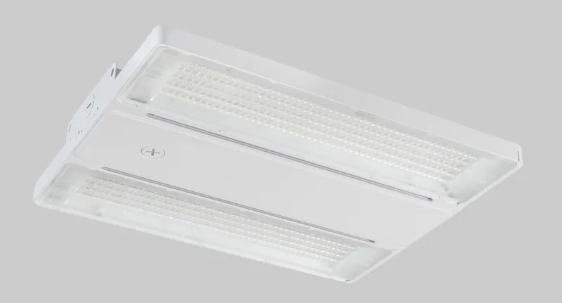 95W Power Select&Color Select Die Cast High Bay with Optic Swap Gen 3|95/75/55W|4000/5000K|Includes multi-function lens, Standard 90 deg or Aisle Lens 45 x 110 deg|1ft H series body|120-277V Input|Frosted Lens|80+ CRI|0-10V Dimmable|Built-In sensor recptl