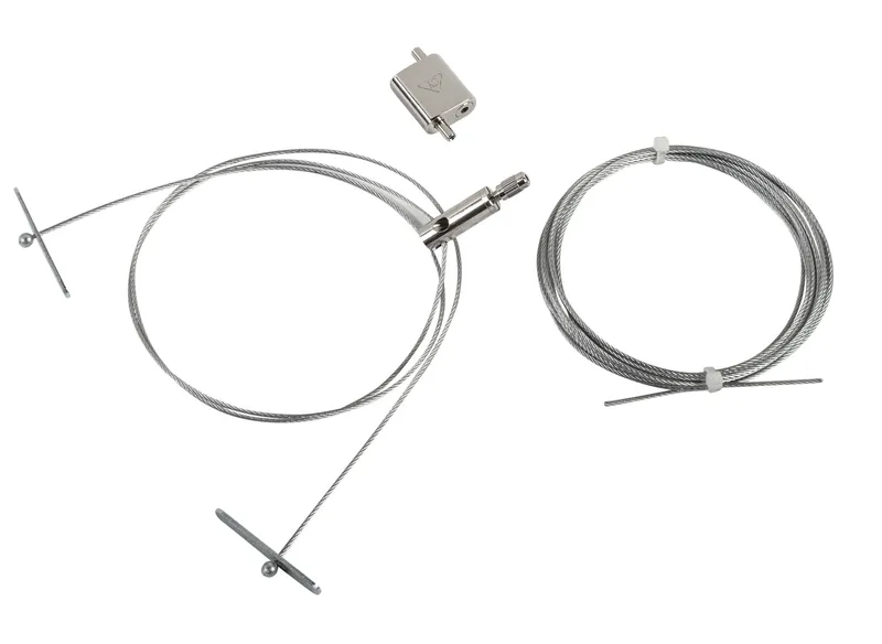 Aircraft Cable Hanging Kit for HighBay Fixtures. Includes Two sets of cable assemblies to hang one fixture.