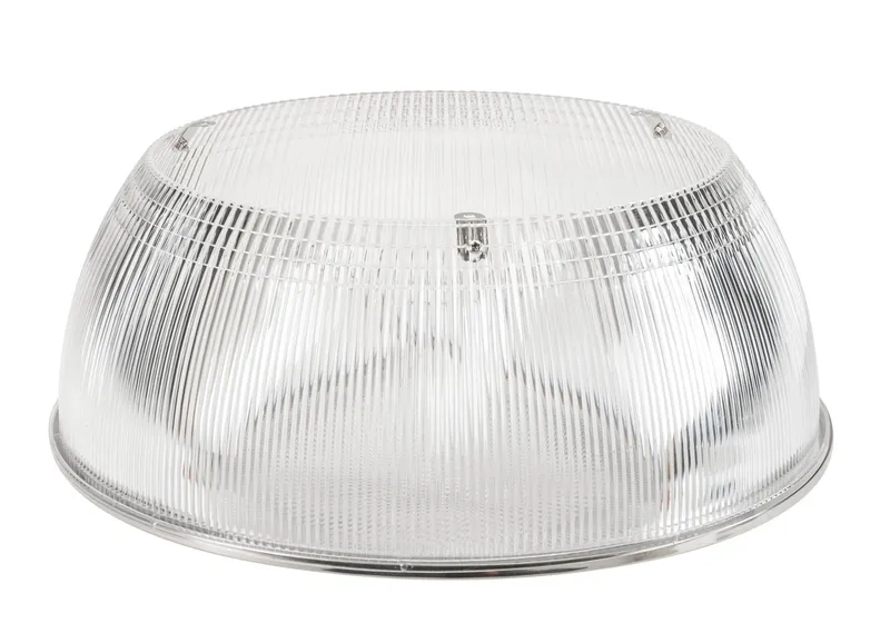 Clear Polycarbonate Dome Reflector kit for 200W KT-RHLED /G2 fixtures, 90deg beam angle. Includes dome, bottom lens, and mounting hardware.