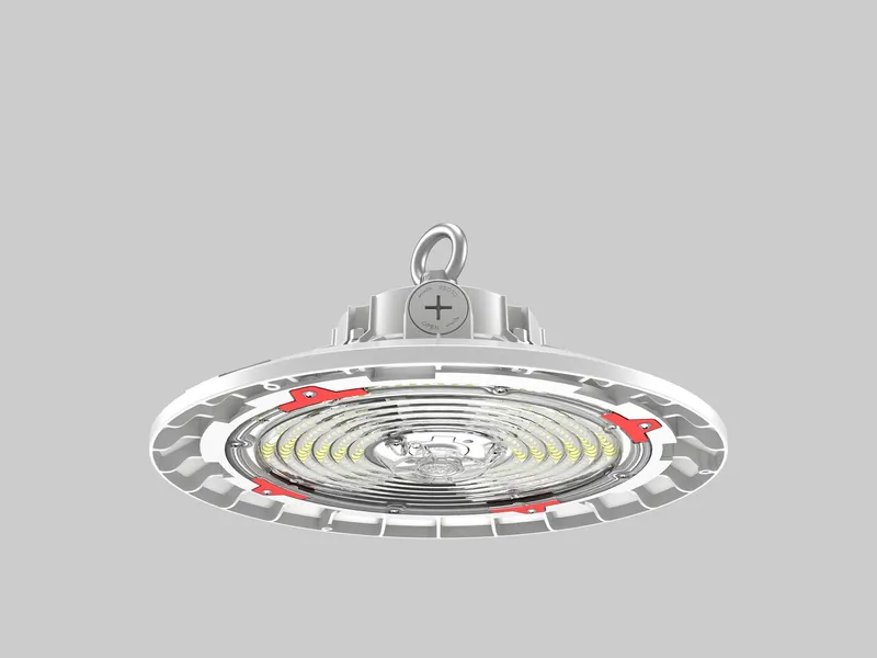 100W Power & Color Selectable Round Highbay Gen 2 |100W/70W/50W | 90 deg lens | 11-inch diameter |120-277V | 3000K/4000K/5000K | 0-10V Dimming | Built-in sensor receptacle | White housing | O-Bolt & J-Hook Included