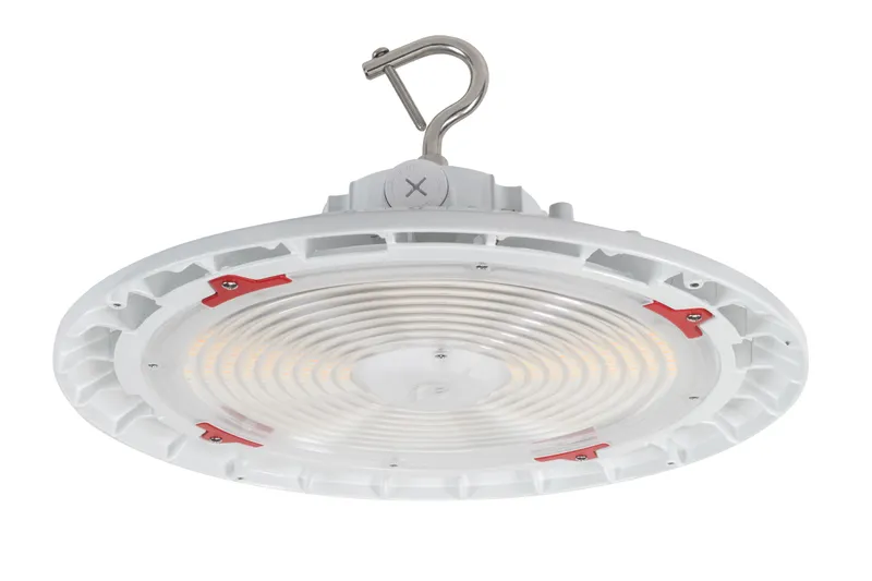 240W Power & Color Selectable Round Highbay Gen 2 |240W/200W/150W | 90 deg lens | 13-inch diameter |120-277V | 3000K/4000K/5000K | 0-10V Dimming | Built-in sensor receptacle | White housing | O-Bolt & J-Bolt Included