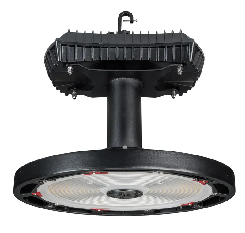 Round Highbay Fixture feat. Power Select & Color Select 400W /320W/240W, 277-480V Input, 4000K/5000K, 0-10V Dimming. Built in sensor receptacle. 60C Ambient Rated. TAA compliant