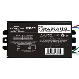Keystone Ballast for UV-C Germicidal Lamps - 1 or 2 Lamps - 290mA Output - 120-277V