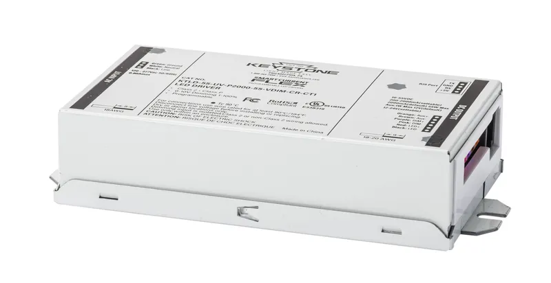LED Driver | Programmable | Constant Current | 55W | 200-2000mA Output | 10-55V Output | 120-277Vac Input | 0-10V Dimmable | Control Ready 12-24V Aux Tap | Compact Case | Terminal Block | Side & Back Wiring Exits | Programmable via SmartCurrent Flex Softw