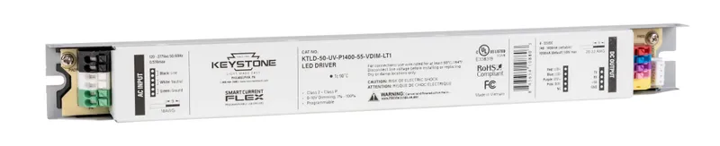 LED Driver | Programmable | Constant Current | 50W 140-1400mA Output| 8-55V Output | 120-277Vac Input 0-10V Dimmable | No Aux Tap