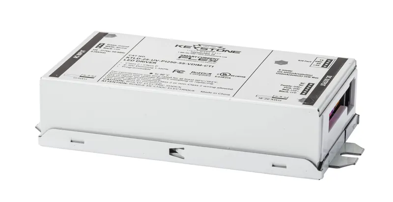 LED Driver | Programmable | Constant Current | 25W | 125-1250mA Output | 8-55V Output | 120-277Vac Input | 0-10V Dimmable | No Aux Tap | Compact Case | Terminal Block | Side & Back Wiring Exits | Programmable via SmartCurrent Flex Software