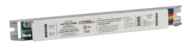 Programmable Constant Current LED Driver, 50W, 470-1400mA Output, 120-277V Input, 0-10V Dimming, Programmable via Smart Current software