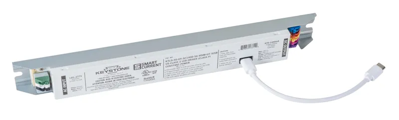 Programmable Constant Current LED Driver, 50W, 470-1400mA Output, 120-277V Input, 0-10V Dimming, Programmable via Smart Current software, Integrated USB-C Port