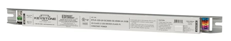 Programmable Constant Current LED Driver, 100W, 1500-3000mA Output, 120-277V Input, 0-10V Dimming, Programmable via Smart Current software, Integrated USB-C Port