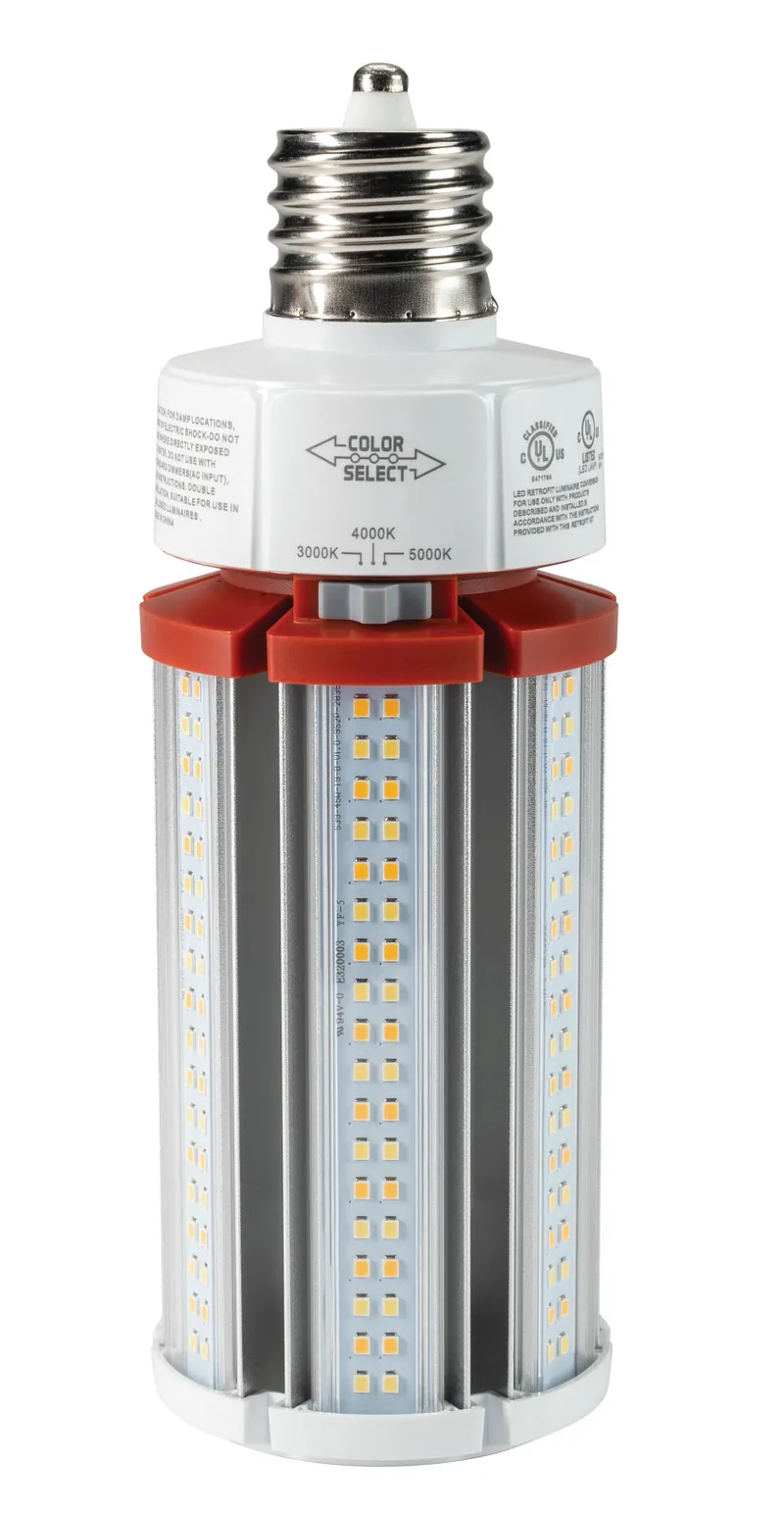 LED HID Replacement lamp feat. Power Select & Color Select. 45/36/27W, 3000/4000/5000K, 120-277V Input, EX39 Base, DirectDrive