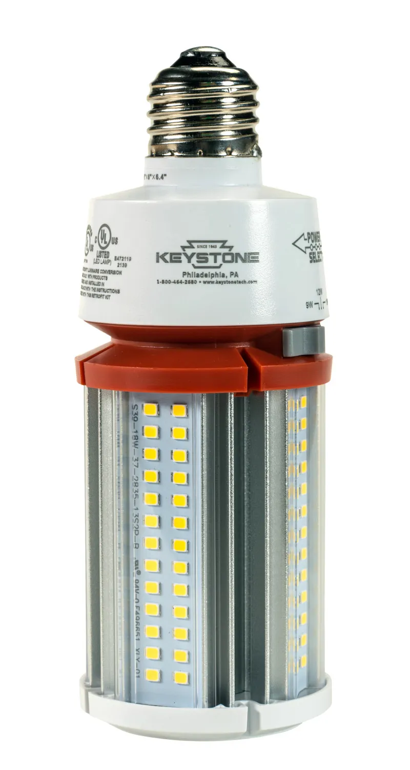 LED HID Replacement Lamp, Power Select 18/12/9W, E26 Base, 4000K, 120-277V Input, DirectDrive