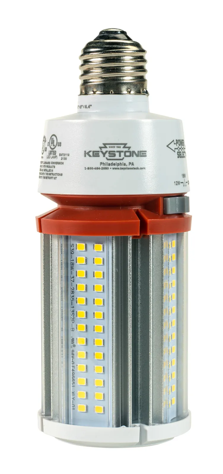 LED HID Replacement Lamp, Power Select 22/18/12W, E26 Base, 5000K, 120-277V Input, DirectDrive