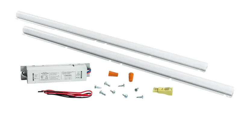 Linear LED Retrofit Kit, 5000K, 120-277V Input, 0-10V Dimming, Power Selectable between 18W, 24W, and 31W, Includes (2) 22in Alumagroove Modules, (2) 22in Lenses, (1) LED Driver, and (1) bag of assorted mounting hardware