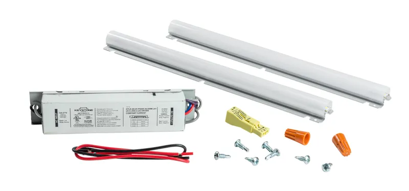 Linear LED Retrofit Kit, 3500K, 120-277V Input, 0-10V Dimming, Power Selectable between 11W, 16W, and 20W, Includes (2) 11in Alumagroove Modules, (2) 11in Lenses, (1) LED Driver, and (1) bag of assorted mounting hardware