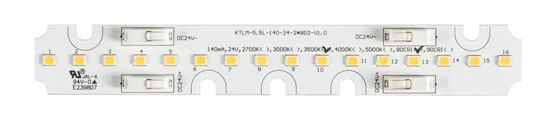 Linear LED Module, 0.79 in x 5.5in, 140mA Max Drive Current, Nominal 24Vf, 80CRI, 3500K G2