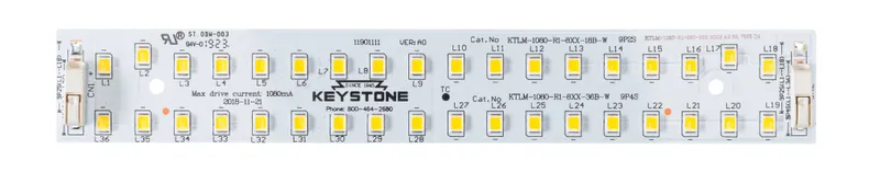 LED Module, 1080mA Max, Rectangular Layout, .875in x 5.5in, 800 Series, 4000K, 18 LED's