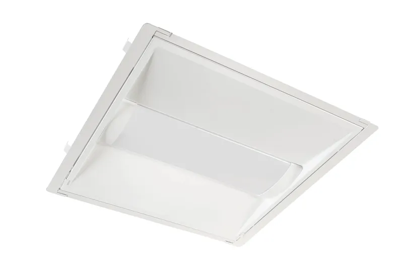 2x2 LED Center Basket Doorframe Retrofit |Power Select 24/18/15W & Color Select 3500/4000/5000K | 120-277V Input |Frosted Curved Lens | 0-10V Dimming | 12V Aux + Dim to off