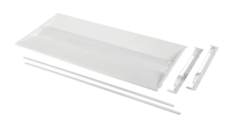 2x4 LED Center Basket Doorframe Retrofit|Power Select 30/25/20W & Color Select 3500/4000/5000K | 120-277V Input |Frosted Curved Lens | 0-10V Dimming | 12V Aux + Dim to off | 2pcs Carton