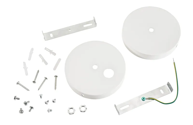 Canopy Kit with Strain Relief. Pair of 5" circular canopy covers for Linear Arch Fixtures, White