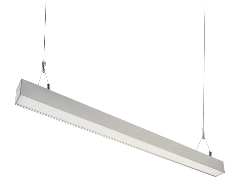 Linear Arch Fixture with Direct & Indirect Lighting | 4ft | Power and Color Selectable| Silver | 0-10V DIM with 12v AUX | Including (2) aircraft hanging cables, (1) End to End Linking Bracket