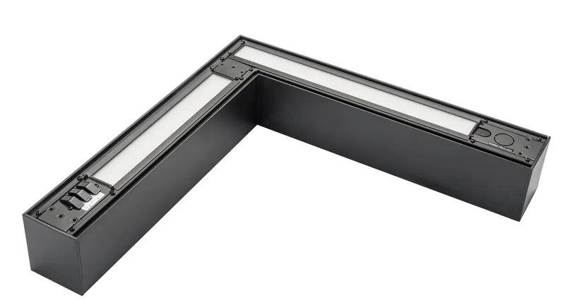 Linear Arch Fixture with Direct & Indirect Lighting | L | Power and Color Selectable| Black | 0-10V DIM with 12v AUX | Including (2) aircraft hanging cables, (1) End to End Linking Bracket
