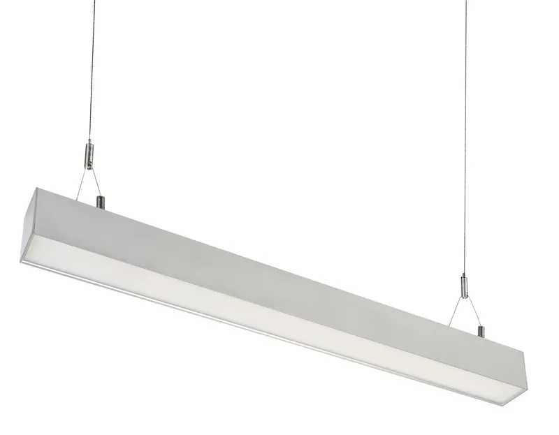 Linear Arch Fixture with Direct & Indirect Lighting | 3ft | Power and Color Selectable| Silver | 0-10V DIM with 12v AUX | Including (2) aircraft hanging cables, (1) End to End Linking Bracket