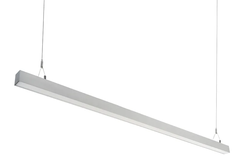 Linear Arch Fixture with Direct & Indirect Lighting | 8ft | Power and Color Selectable| Silver | 0-10V DIM with 12v AUX | Including (2) aircraft hanging cables, (1) End to End Linking Bracket