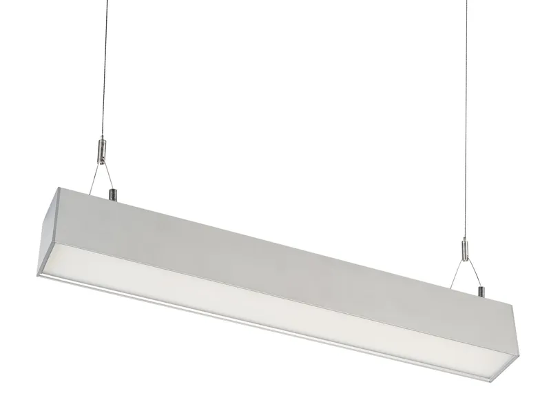 Linear Arch Fixture with Direct & Indirect Lighting | 2ft | Power and Color Selectable| Silver| 0-10V DIM with 12v AUX | Including (2) aircraft hanging cables, (1) End to End Linking Bracket