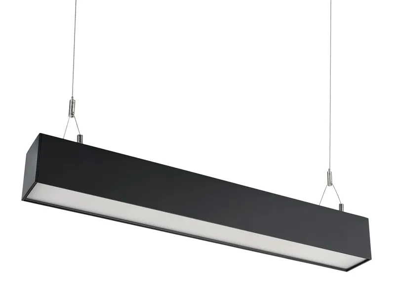 Linear Arch Fixture with Direct & Indirect Lighting | 2ft | Power and Color Selectable| Black | 0-10V DIM with 12v AUX | Including (2) aircraft hanging cables, (1) End to End Linking Bracket