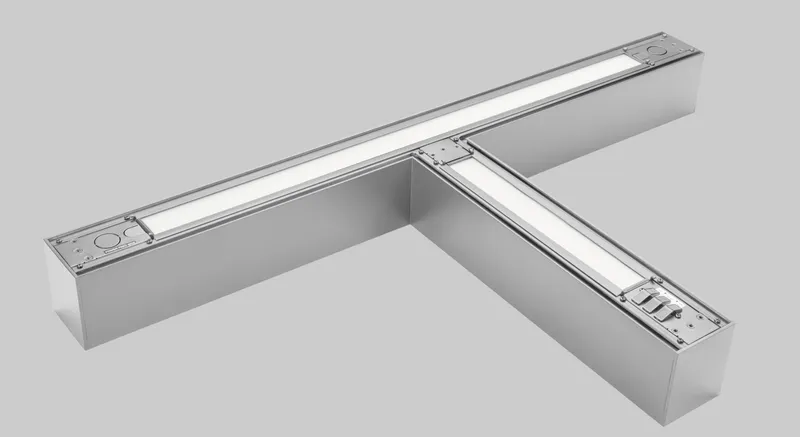 Linear Arch Fixture with Direct & Indirect Lighting | T | Power and Color Selectable| Silver | 0-10V DIM with 12v AUX | Including (2) aircraft hanging cables, (2) End to End Linking Bracket