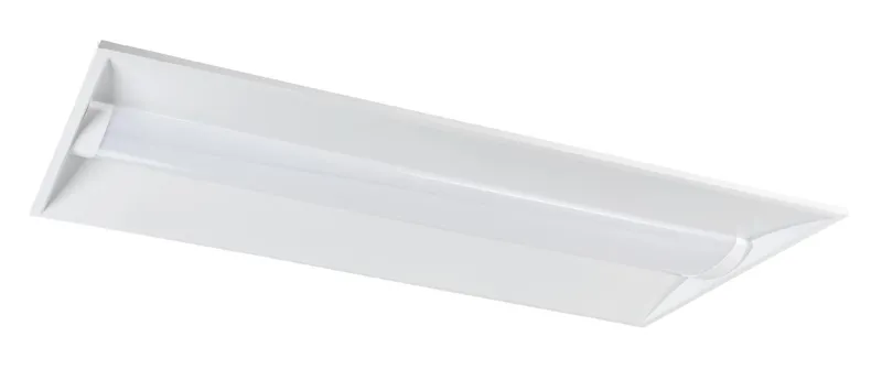 2x4 LED Center Basket Troffer|Power Select 45/38/30W & Color Select 3500/4000/5000K | 120-277V Input |Frosted Curved Lens | 0-10V Dimming | 12V Aux + Dim to off