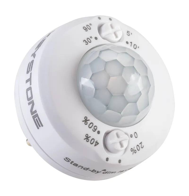 SmartPort LED PIR Occupancy sensor. On/Off with Adjustable Standby dimming level. 12V Input, 3.5mm Standard AUX port connection method