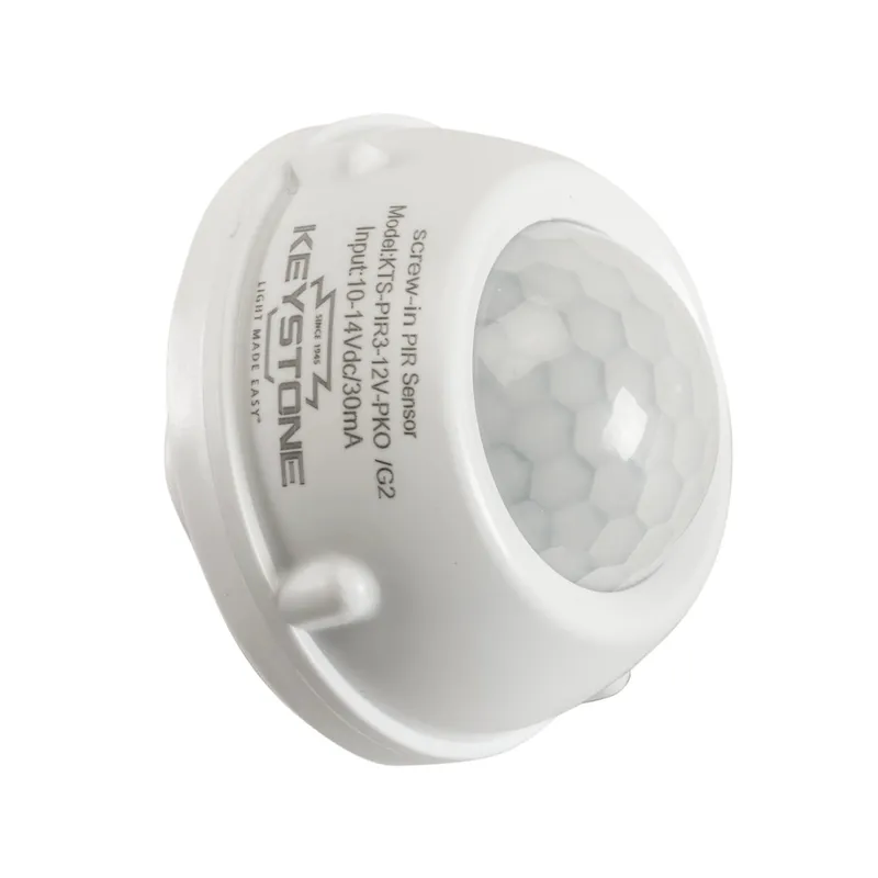 Screw-in PIR sensor for KT-RHLED /G2 and KT-HBLED /G2 fixtures, 12V Input, IP65, Bi-level control with adjustable hold time, dim level and standby time. 2nd generation.