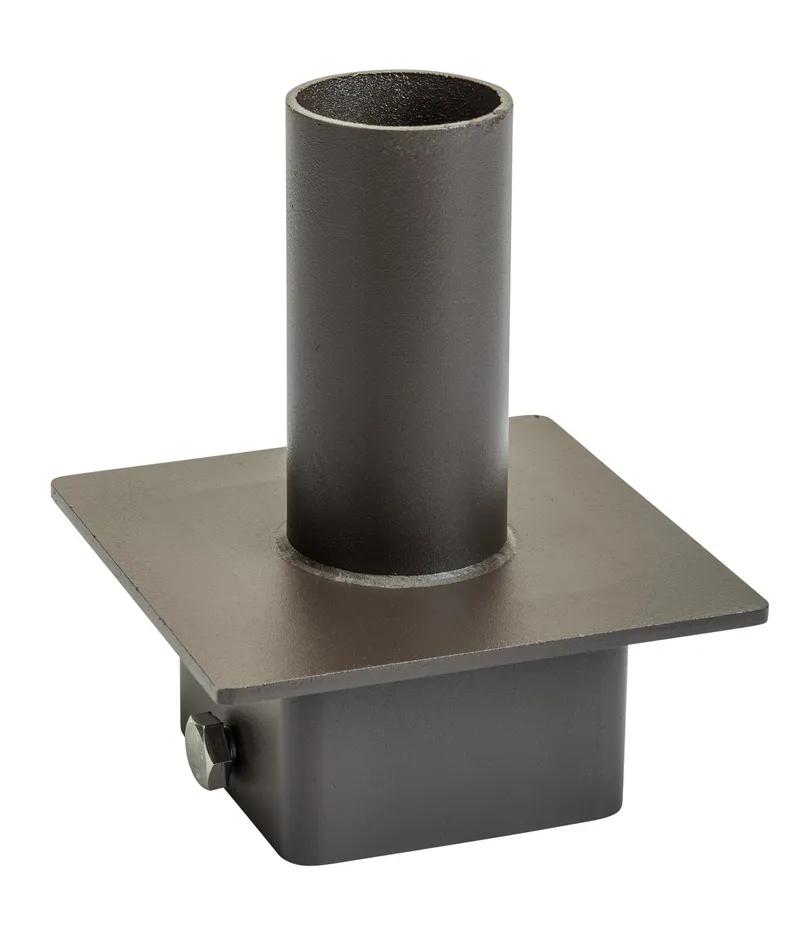 Pole Mount Single 2 3/8" Tenon, Top Mount Vertical for 5" Square Pole, Bronze