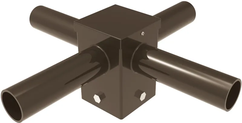 Pole Mount Quad 2 3/8" Tenon, Top Mount Horizontal 90 Deg for 4" Square Pole, Bronze