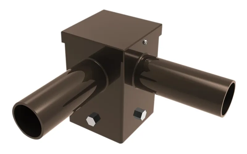 Pole Mount Dual 2 3/8" Tenon, Top Mount Horizontal 90 Deg for 4" Square Pole, Bronze