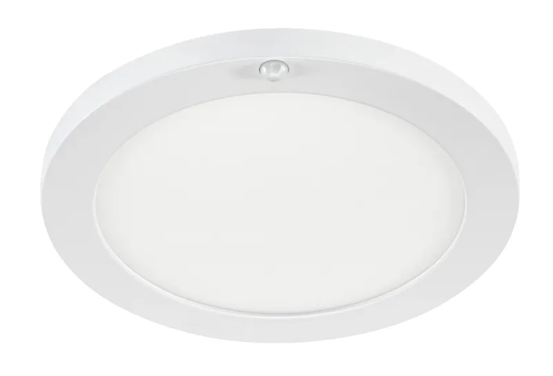 9" Round LED Closet Rated Surface Mount Downlight with Integrated PIR Sensor | Power Select 14/12W | Color Select 2700/3000/3500/4000/5000K | 120-277V Input | 90 CRI | Non-dimmable
