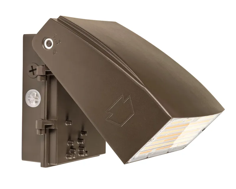 75W LED Adjustable Wall Pack, Power Select 75/60/45W, Color Select 30/40/50K, 120-277V Input, Bronze Housing