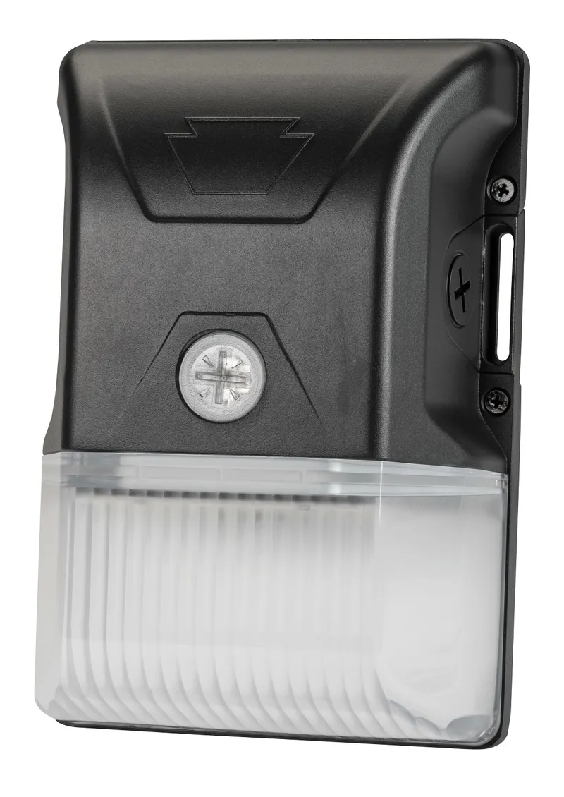20W LED Wall Pack feat Color Select, Small/Entryway Style Housing, Series 1 with built in photocell. 120-277V Input, 3000K/4000K/5000K. Black Housing. Dimmable