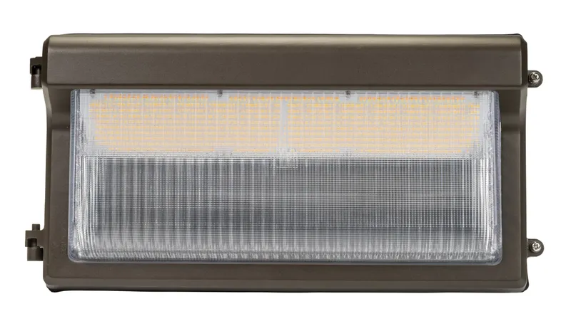 120W LED Slim Open Face Wall Pack, Power Select 120/100/80W, Color Select 30/40/50K, 120-277V Input, 0-10V Dimmable, Photocell, Bronze Housing