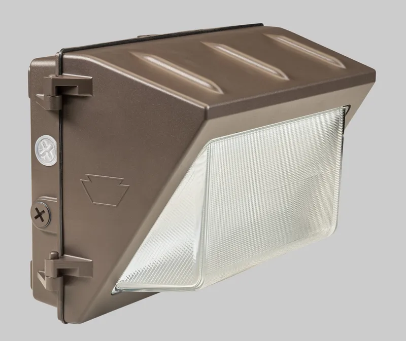 35W LED Traditional Open Face Wall Pack, Power Select 35/25/15W, Color Select 30/40/50K, 120-277V Input, 0-10V Dimmable, Photocell, Bronze Housing