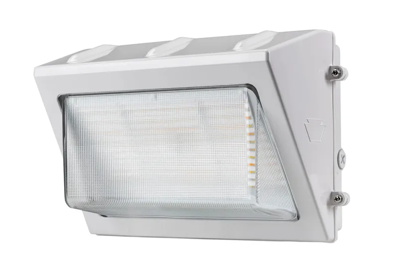 35W LED Traditional Open Face Wall Pack, Power Select 35/25/15W, Color Select 30/40/50K, 120-277V Input, 0-10V Dimmable, Photocell, White Housing