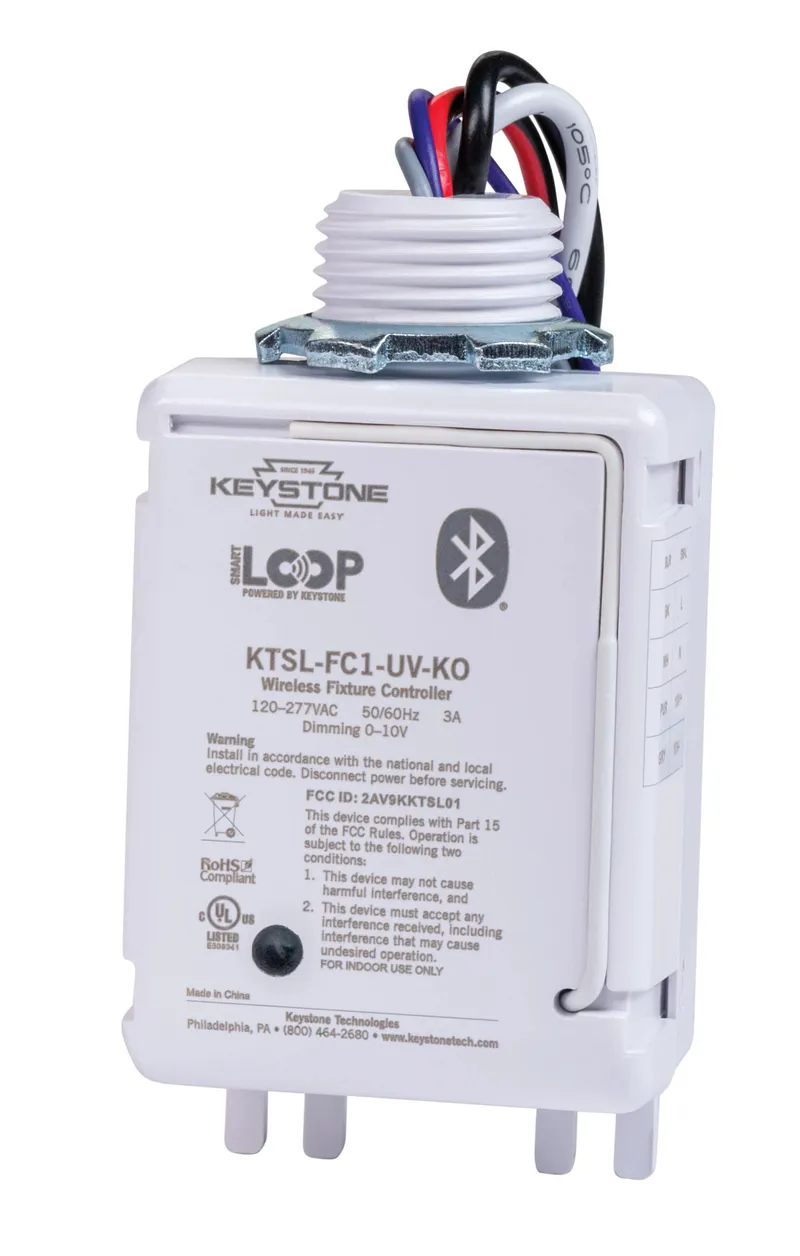 Bluetooth Mesh Wireless Fixture Controller for SmartLoop System. 120-277V. 3A Max Load with 0-10V Dimming