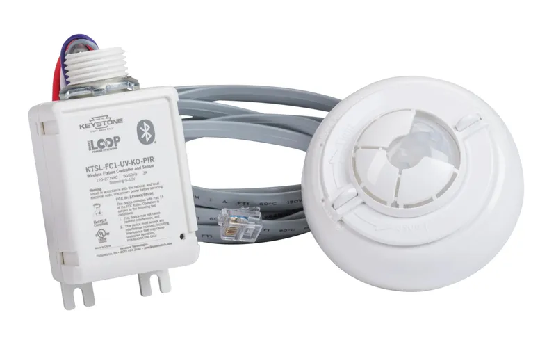 Bluetooth Mesh Wireless Fixture Controller for SmartLoop System with remote mountable daylight and PIR motion sensor. 120-277V. 3A Max Load with 0-10V Dimming