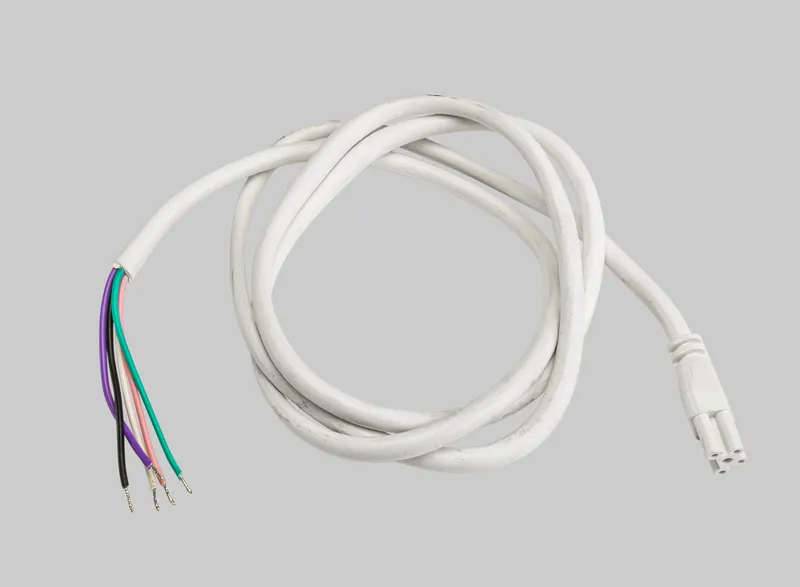 Cordset with flying leads for 5-pin linking fixtures | 6ft long SJTW cable |18/5 wire | White