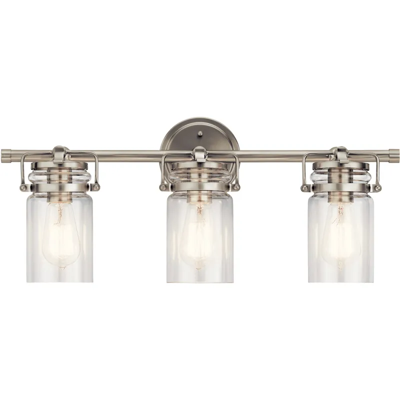 Brinley 3 Light 24 inch Brushed Nickel Wall Mt Bath 3 Arm Wall Light