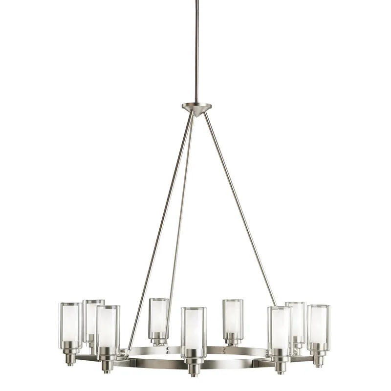 Circolo 9 Light 36 inch Brushed Nickel Chandelier 1 Tier Large Ceiling Light, 1 Tier Large