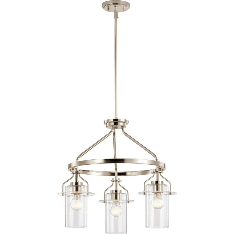 Everett 3 Light 22.5 inch Polished Nickel Chandelier Ceiling Light, 1 Tier Medium
