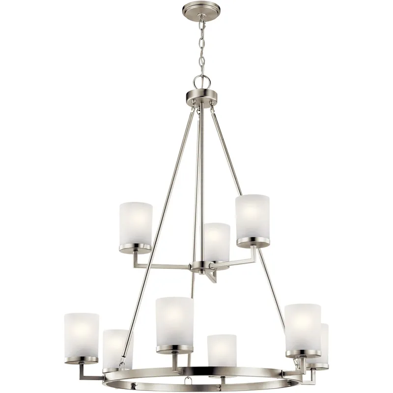 Daimlen 9 Light 34 inch Brushed Nickel Chandelier 1 Tier Large Ceiling Light, Large