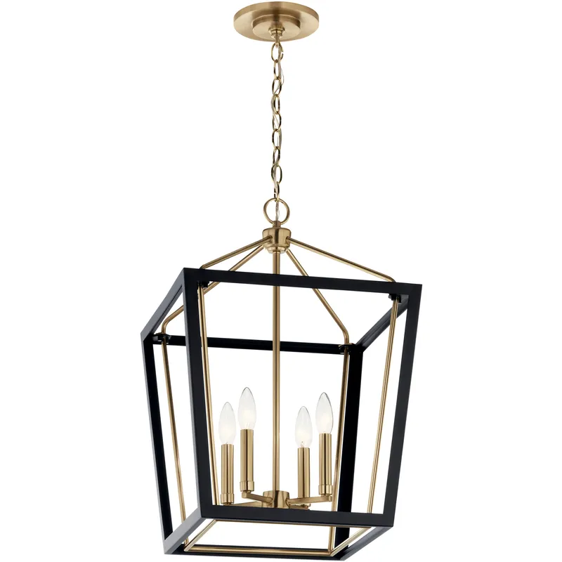 Delvin 4 Light 16 inch Champagne Bronze with Black Foyer Pendant Ceiling Light